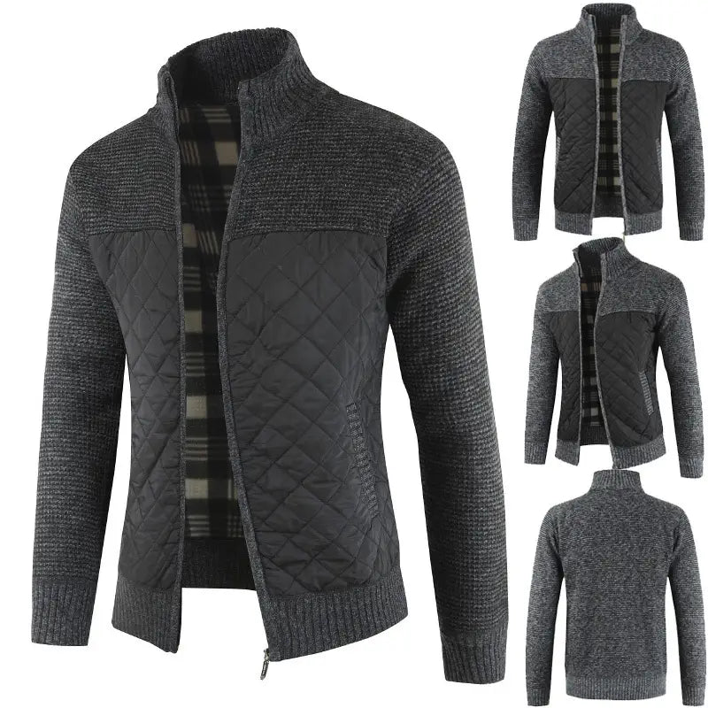 Men's Quilted Panel Knit Jacket - 4 Colours, M to 4XL
