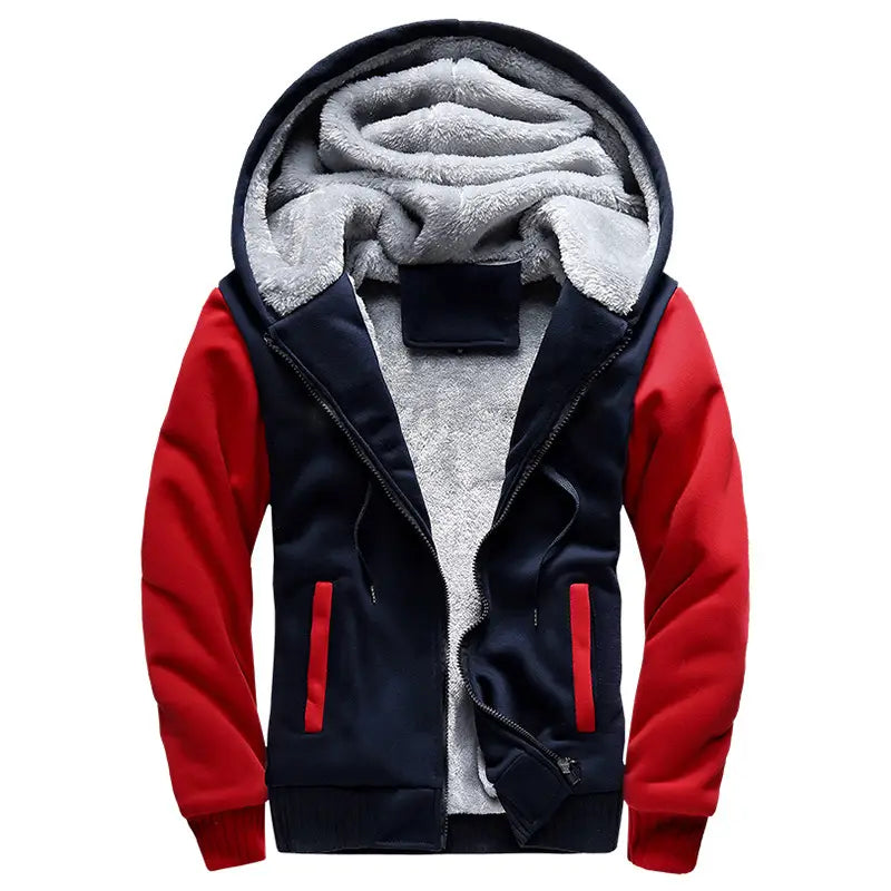 Men's Hooded Fleece Coat - Black or Grey, Zip, Plus Size
