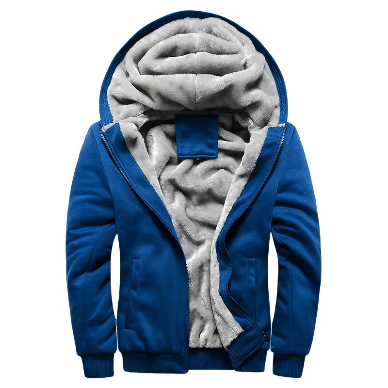 Men's Hooded Fleece Coat - Black or Grey, Zip, Plus Size