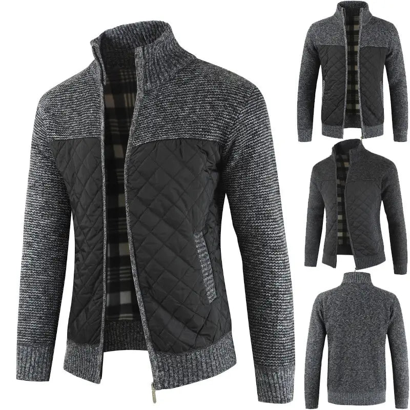 Men's Thick Quilted Knit Jacket - 4 Colours, M to 4XL