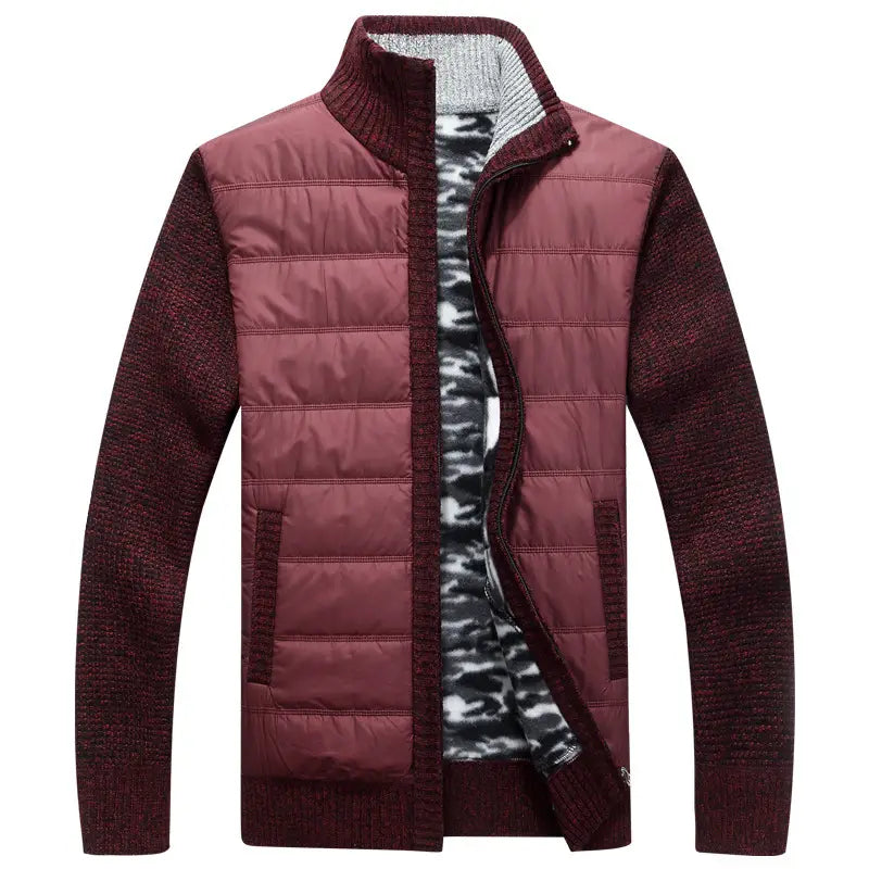 Men's Padded Knit Cardigan Jacket - Velvet Lined, 4 Colours