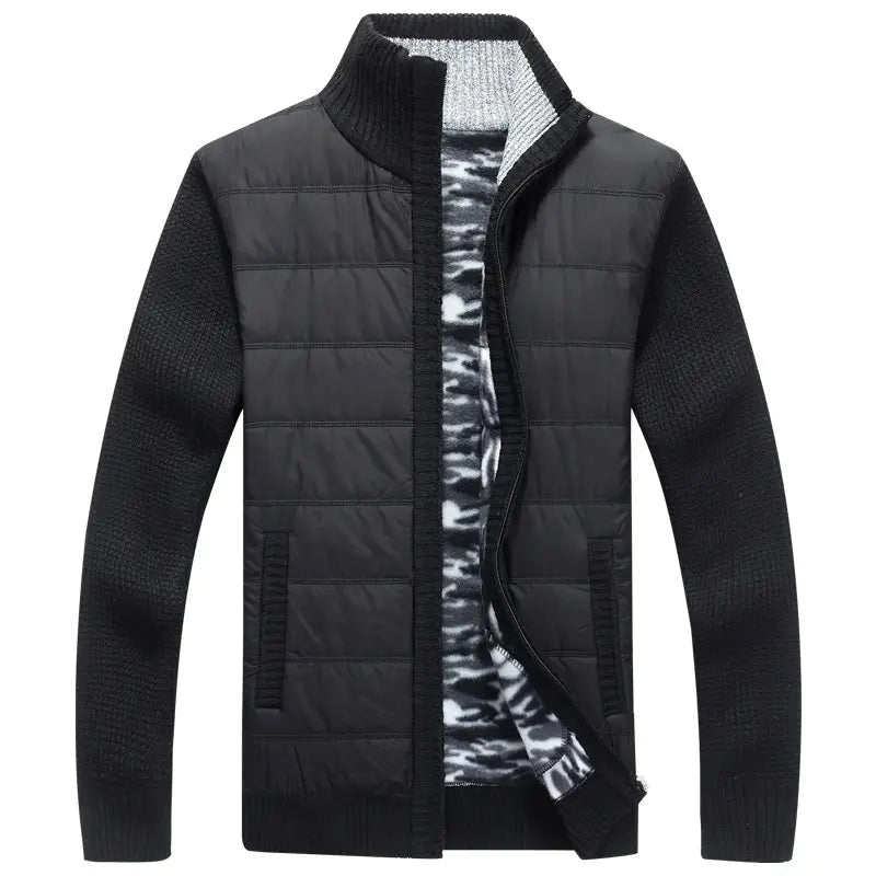 Men's Padded Knit Cardigan Jacket - Velvet Lined, 4 Colours