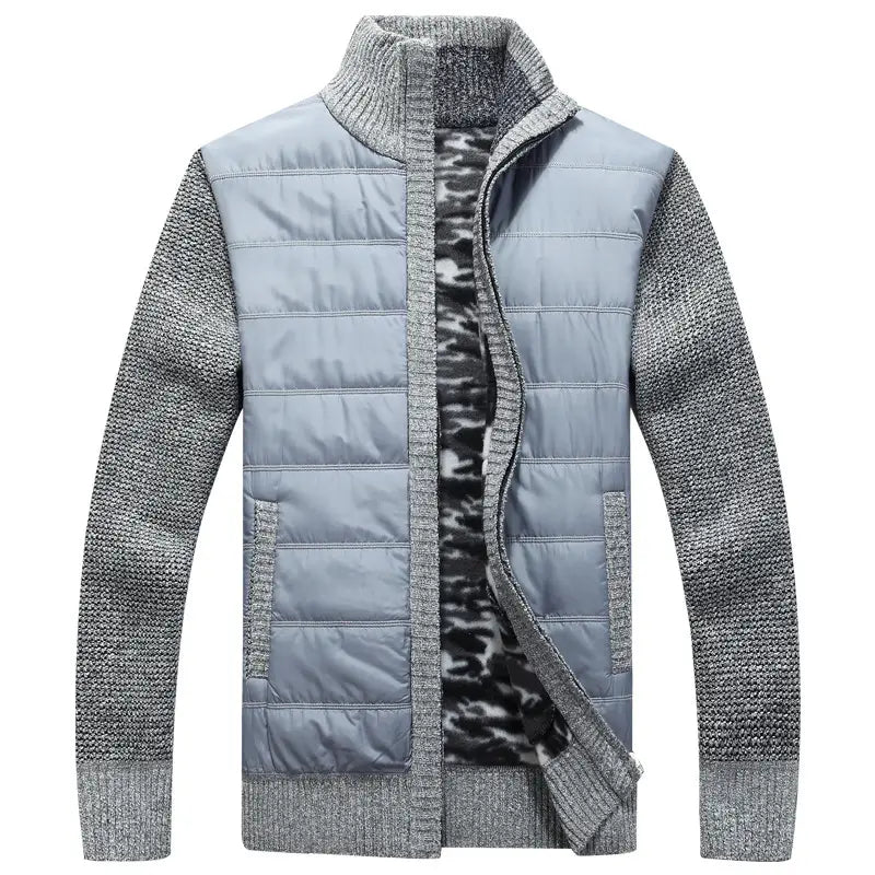 Men's Padded Knit Cardigan Jacket - Velvet Lined, 4 Colours