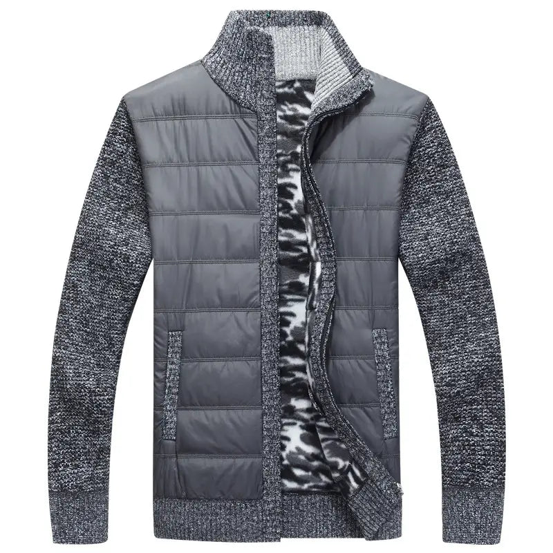 Men's Padded Knit Cardigan Jacket - Velvet Lined, 4 Colours