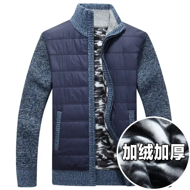 Men's Padded Knit Cardigan Jacket - Velvet Lined, 4 Colours