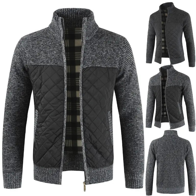 Men's Quilted Panel Jacket - Knit Sleeves, 4 Colours, M-4XL