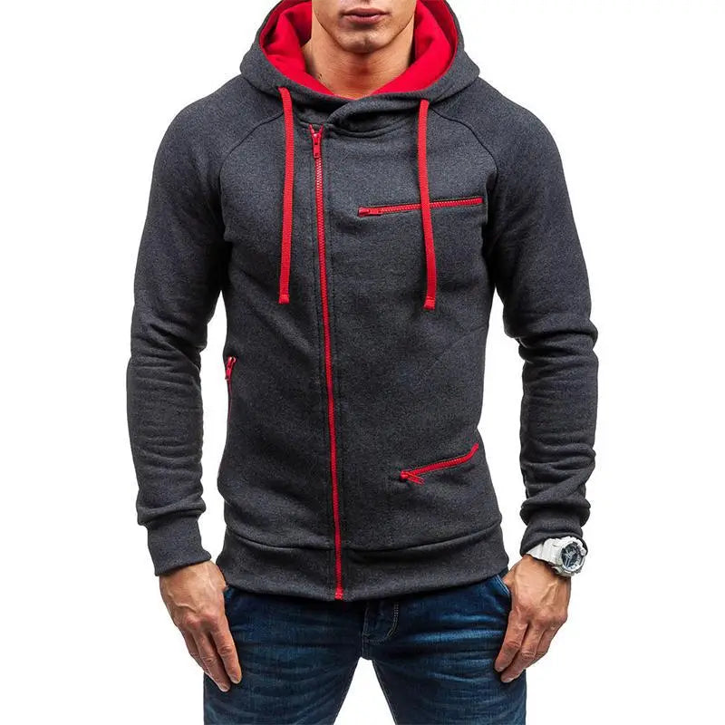 Men's Zip Fleece Hoodie - 4 Colours, Drawstring Hood, S to 3XL