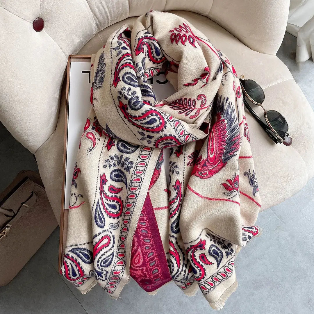 Women's Jacquard Scarf - Fringed, 180x65 cm, Many Colours
