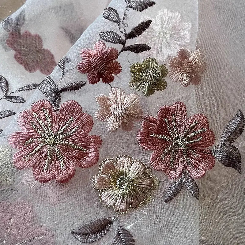 Women's Silk Scarf - Floral Embroidery, Several Colours