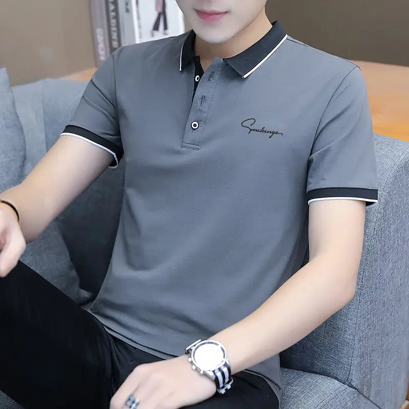 Men's Casual Polo Shirt - Grey, Summer Wear