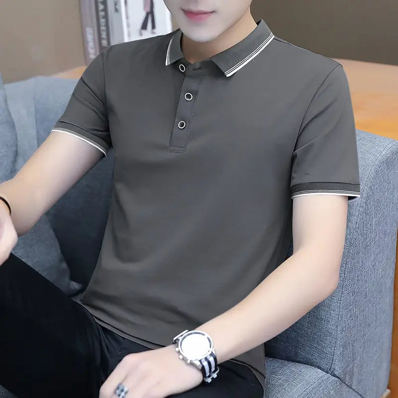 Men's Casual Polo Shirt - Grey, Summer Wear - view 2