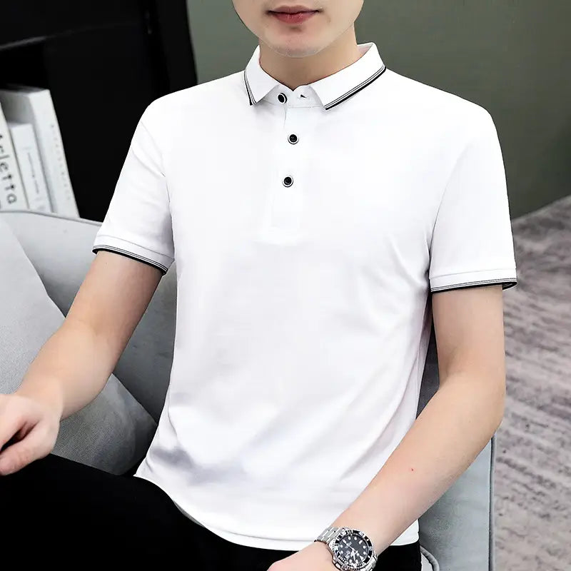 Men's Casual Polo Shirt - Grey, Summer Wear - view 3