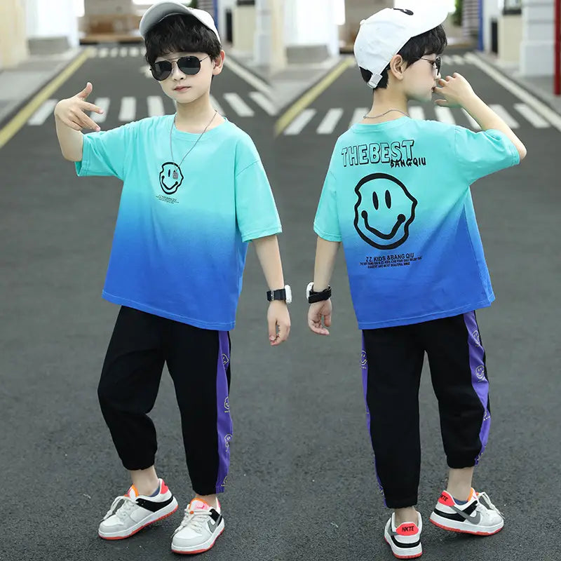 Kids 2-Piece Suit - Blue & Black, Summer Wear