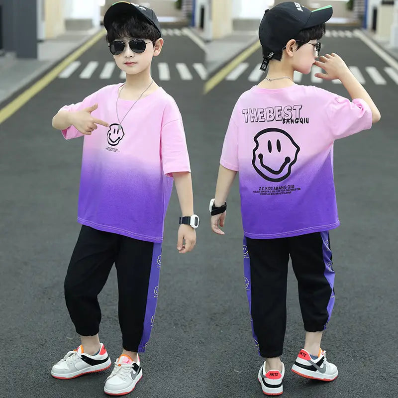 Kids 2-Piece Suit - Blue & Black, Summer Wear - view 2