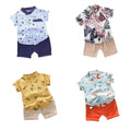 Kids Cotton Shorts Set - Yellow Triangle Print, 80-110cm