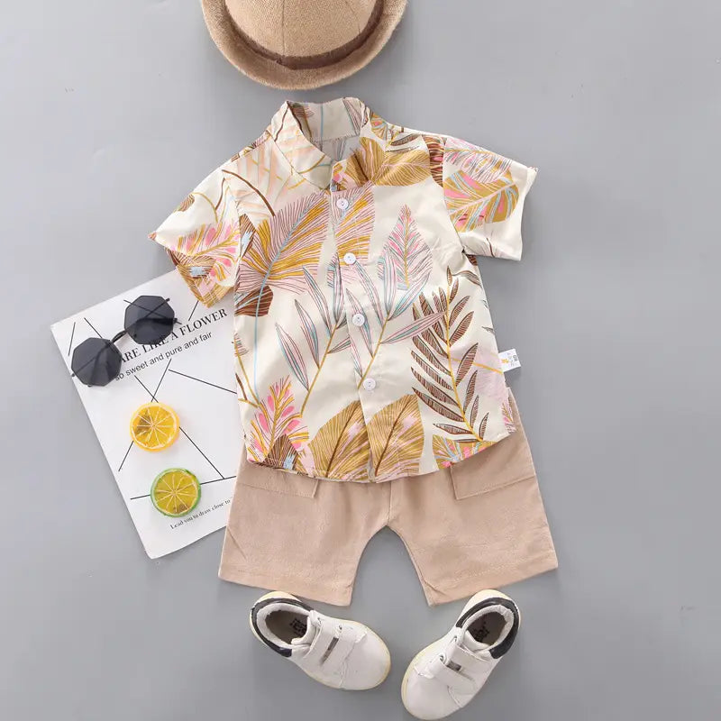 Kids Cotton Shorts Set - Yellow Triangle Print, 80-110cm - view 2