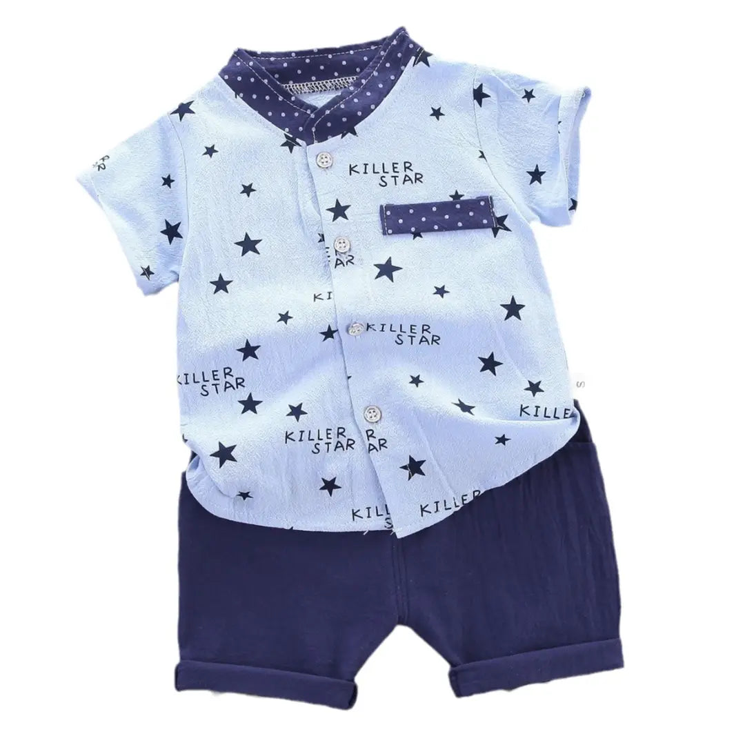 Kids Cotton Shorts Set - Yellow Triangle Print, 80-110cm - view 5