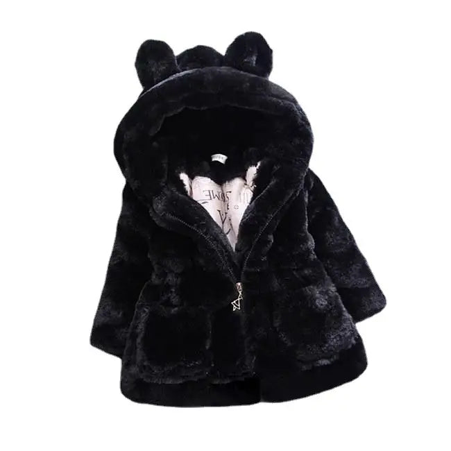Girls Pom Pom Faux Fur Coat - 3 Colours, 90 to 150cm