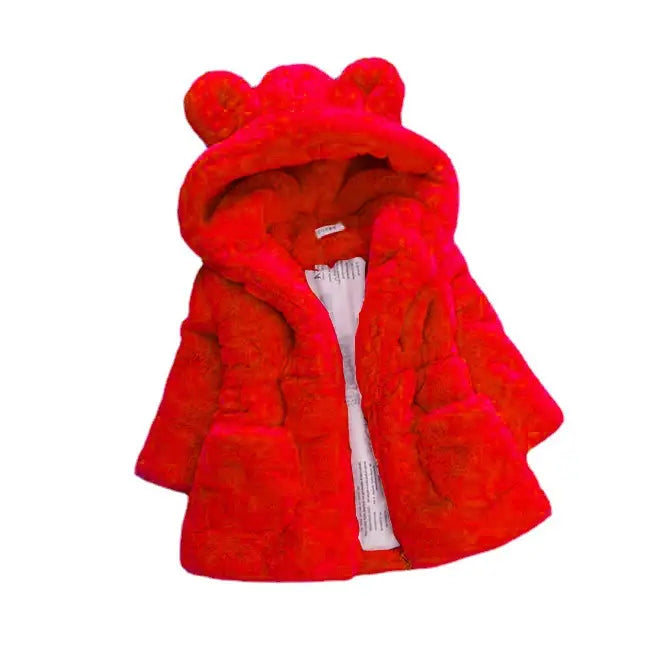 Girls Pom Pom Faux Fur Coat - 3 Colours, 90 to 150cm