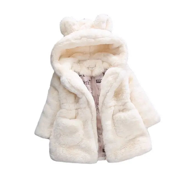 Girls Pom Pom Faux Fur Coat - 3 Colours, 90 to 150cm