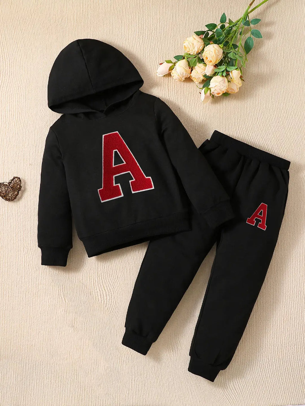 Kids Hoodie & Sweatpants Set - Black & Red - view 5