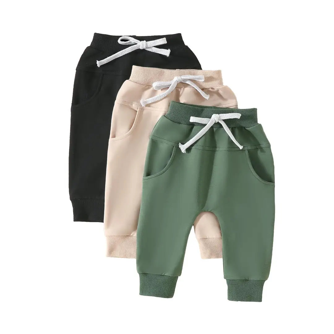 Baby Drawstring Jogger Pants Set - 0 to 3 Years