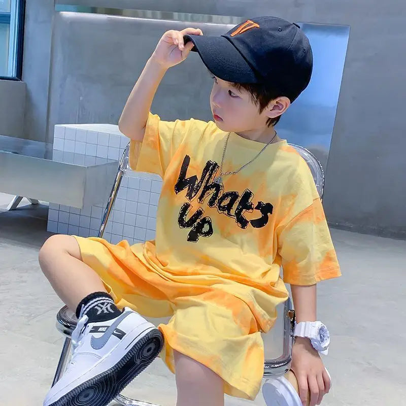 Kids Shorts & Tee Set - Purple Slogan Print - view 2