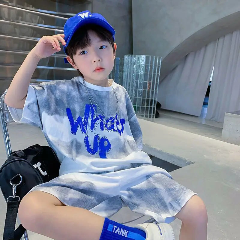Kids Shorts & Tee Set - Purple Slogan Print - view 3