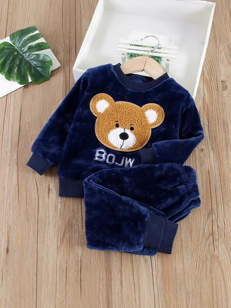 Kids Flannel Pajama Set - Animal Motifs, 120cm, 6 Years