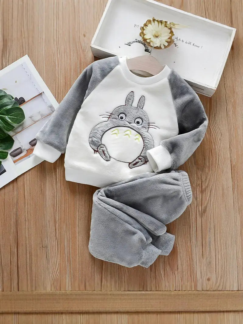 Kids Flannel Pajama Set - Animal Motifs, 120cm, 6 Years