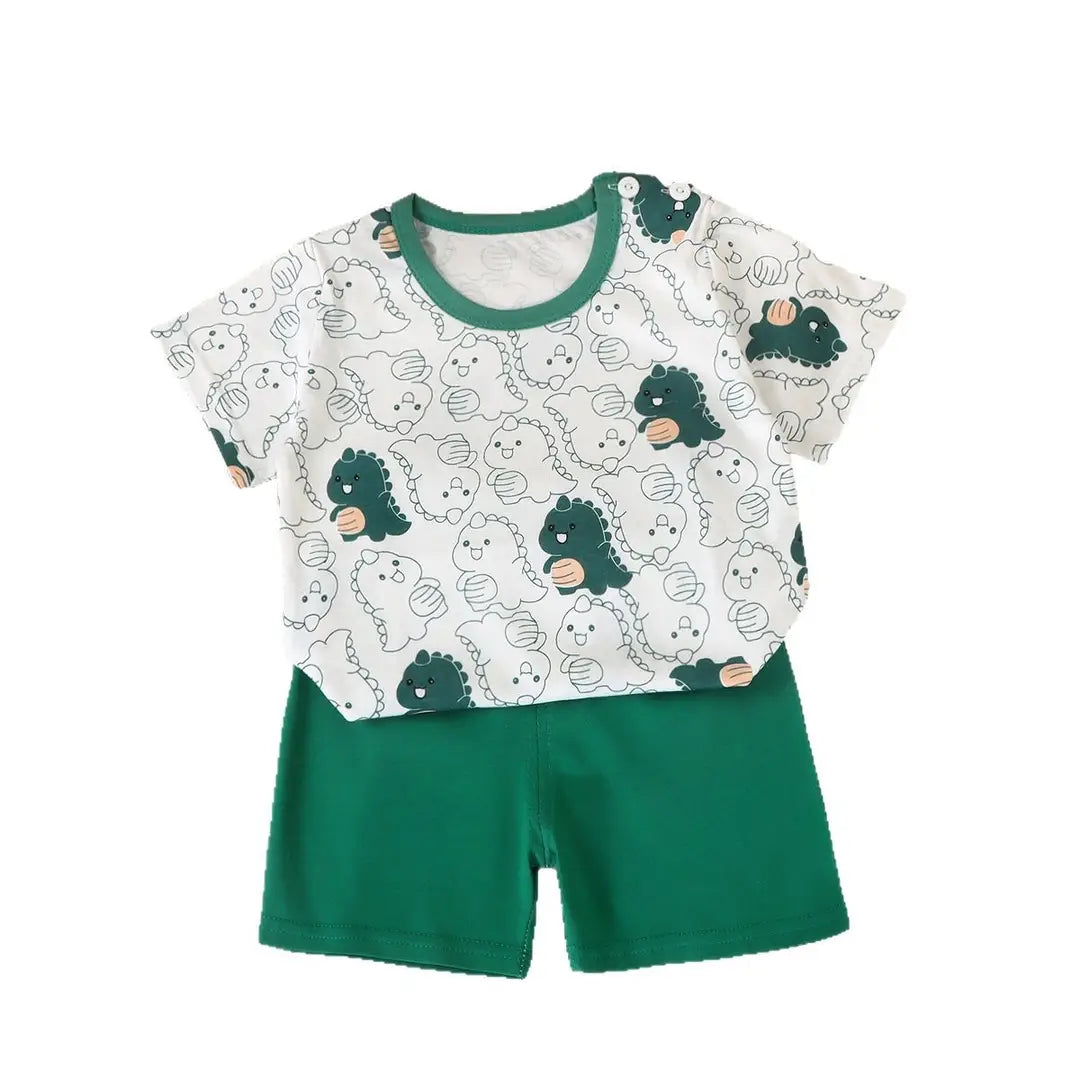 Kids Striped Cotton Shorts Set - Elephant Embroidery - view 5