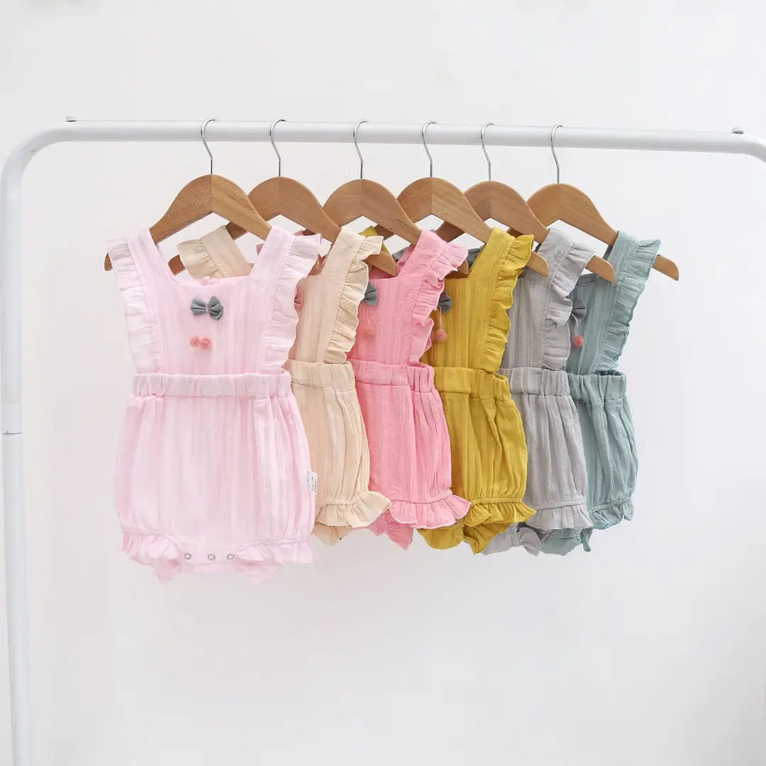 Baby Ruffled Romper Set - Yellow with Sun Hat - view 2