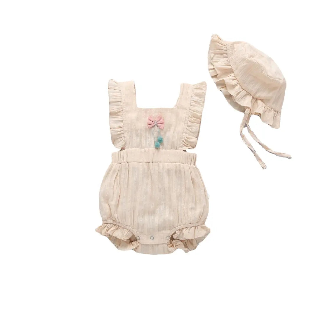 Baby Ruffled Romper Set - Yellow with Sun Hat - view 5