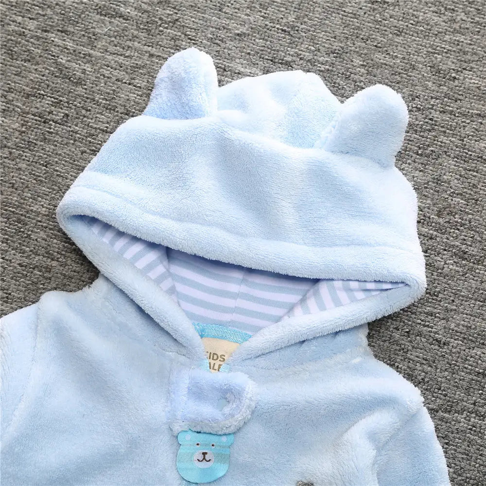 Baby Bear Fleece Jumpsuit - White, Soft Winter Wear - view 2