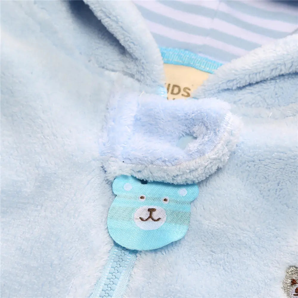Baby Bear Fleece Jumpsuit - White, Soft Winter Wear - view 3