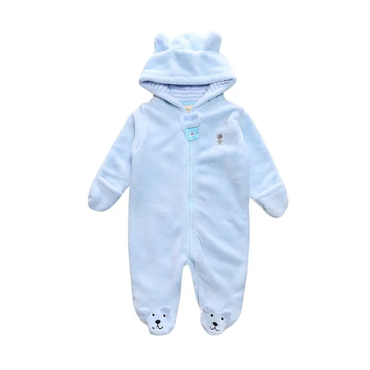 Baby Bear Fleece Jumpsuit - White, Soft Winter Wear - view 4