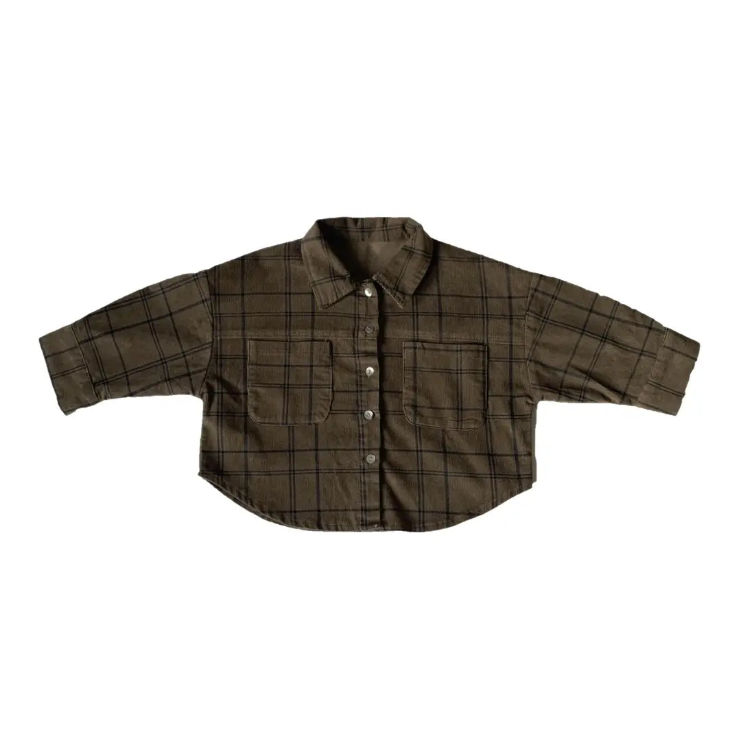Kids Corduroy Plaid Shirt - 2 Colours, 80-140cm, 1-10 Years