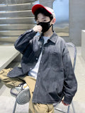Boys Long Sleeve Denim Shirt - Black, Blue, 120 to 170cm