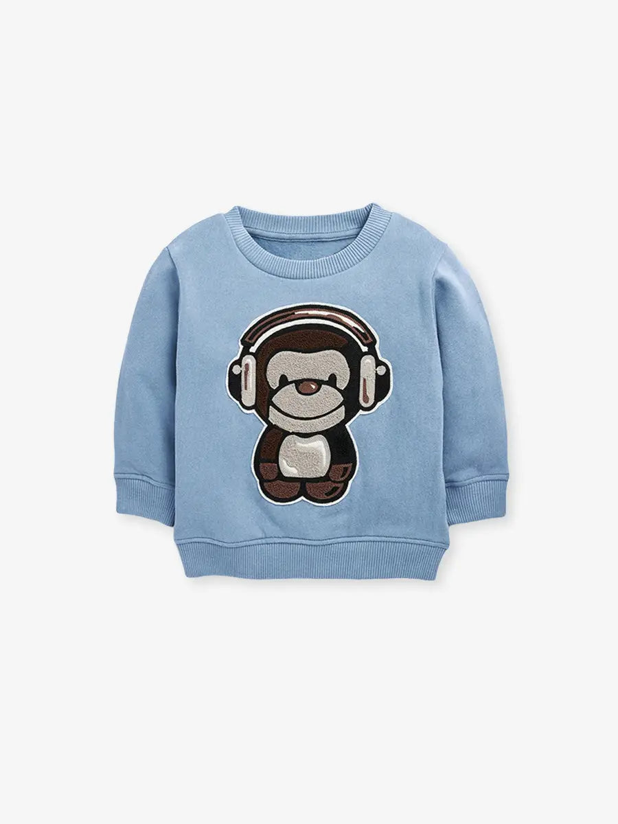 Kids Velvet Sweatshirt - Rainbow Embroidery, 2 to 7 Years