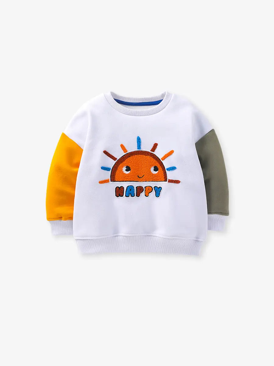 Kids Velvet Sweatshirt - Rainbow Embroidery, 2 to 7 Years