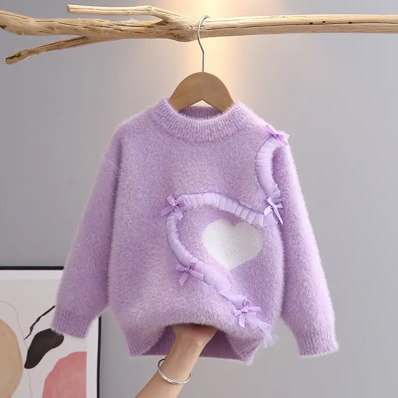 Girls Velvet Knit Sweater - 3 Colours, 110 to 150cm