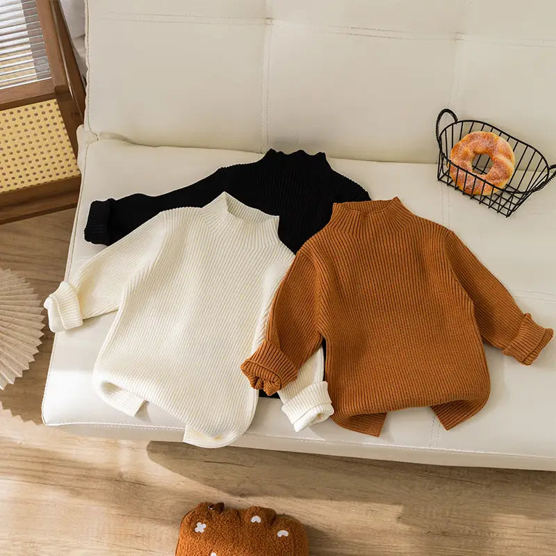 Girls Round Neck Knit Sweater - 3 Colours, 90cm