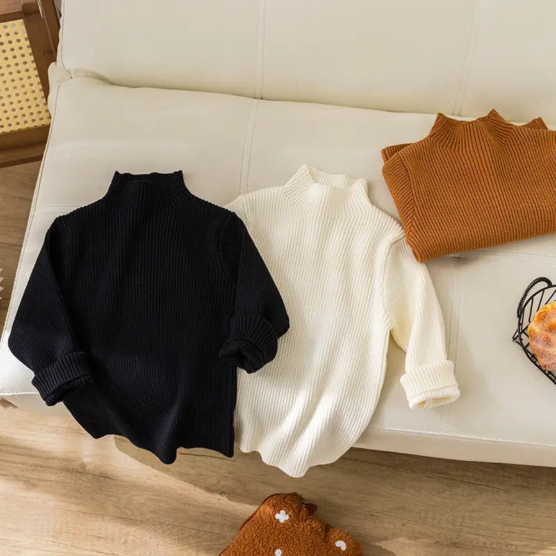 Girls Round Neck Knit Sweater - 3 Colours, 90cm