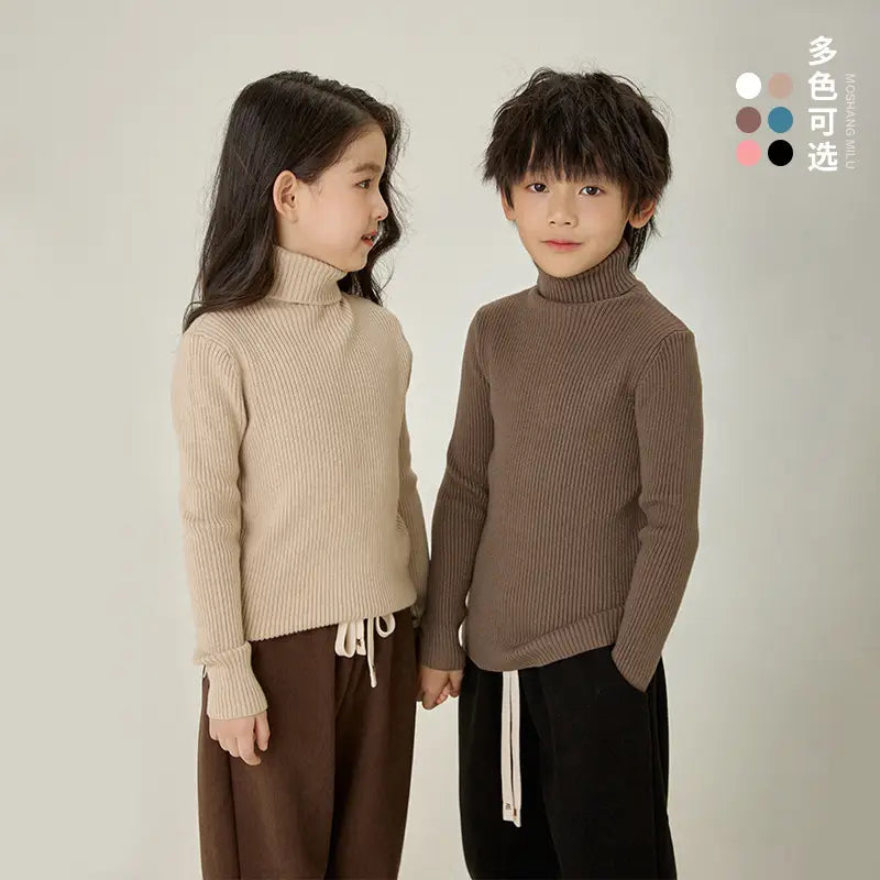 Kids Turtleneck Knit Top - 3 Colours, 100 to 160cm, 3-13 Years