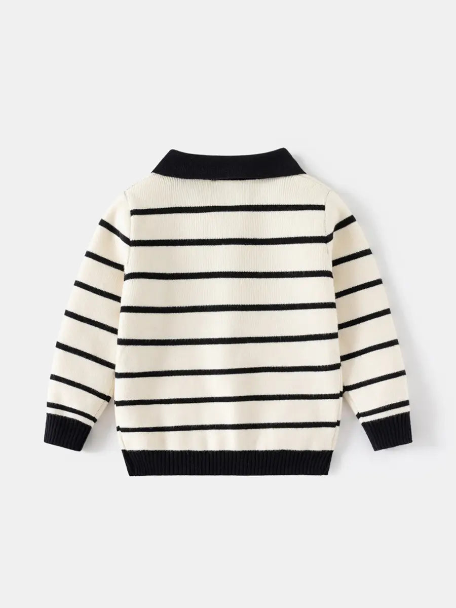 Kids Striped Bear Sweater - Off White, 100 to 140cm