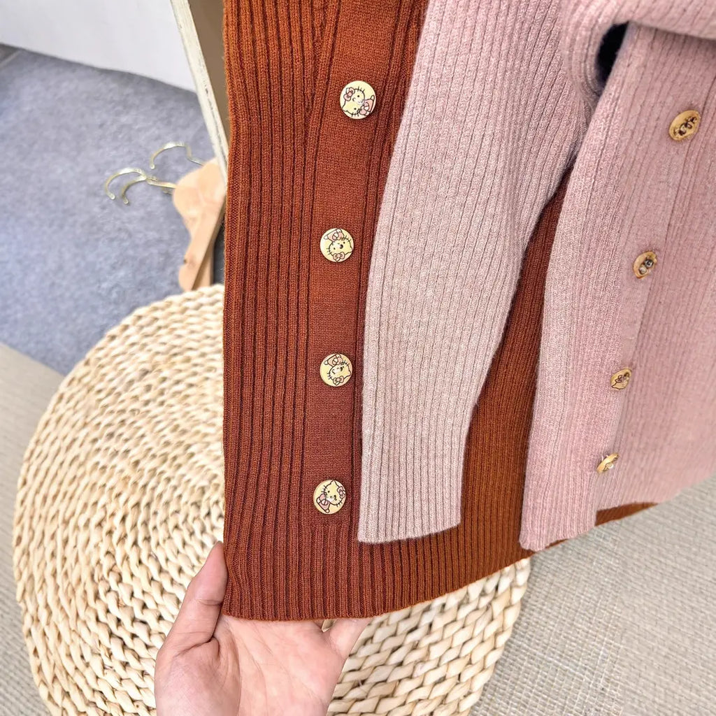 Girls Button Sweater - 4 Colours, 110 to 140cm, 4 to 10 Years