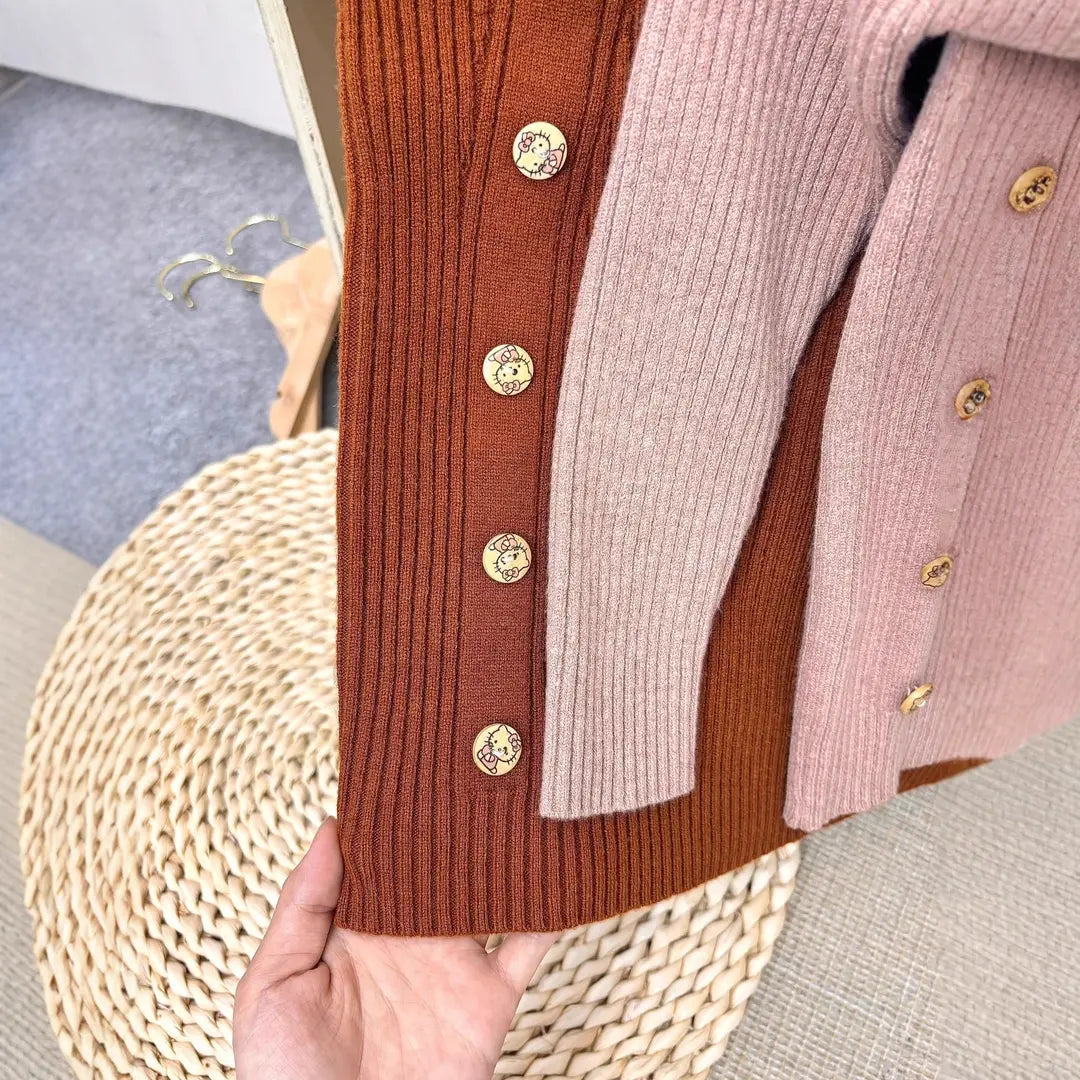 Girls Button Sweater - 4 Colours, 110 to 140cm, 4 to 10 Years