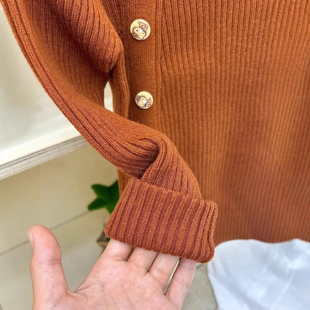 Girls Button Sweater - 4 Colours, 110 to 140cm, 4 to 10 Years