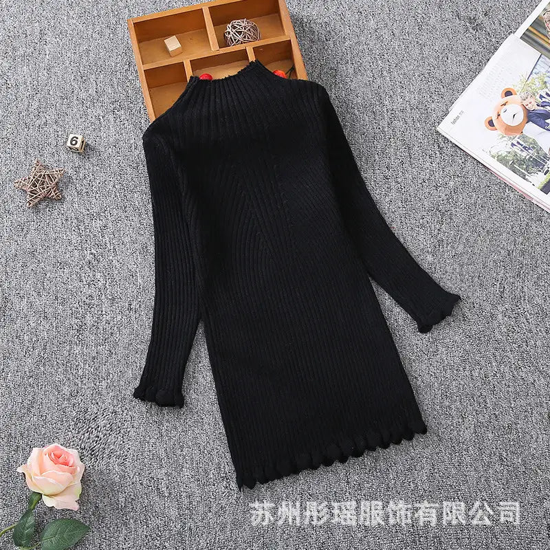 Girls Fleece Knit Pullover - 3 Colours, 90-160cm, Design 1