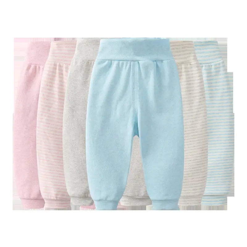 Baby High Waist Cotton Pants - 3 Colours, 6 Months to 2 Years